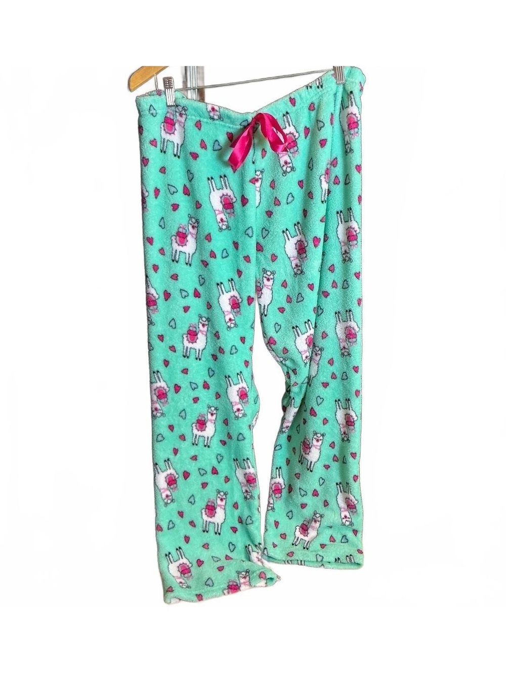 Bobbie Brooks 3X Fuzzy Llama Pink Hearts Pajama Pants